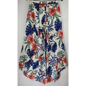 Timing Shorts Womens Medium High Low Skort Floral Pattern Draped Elastic Waist